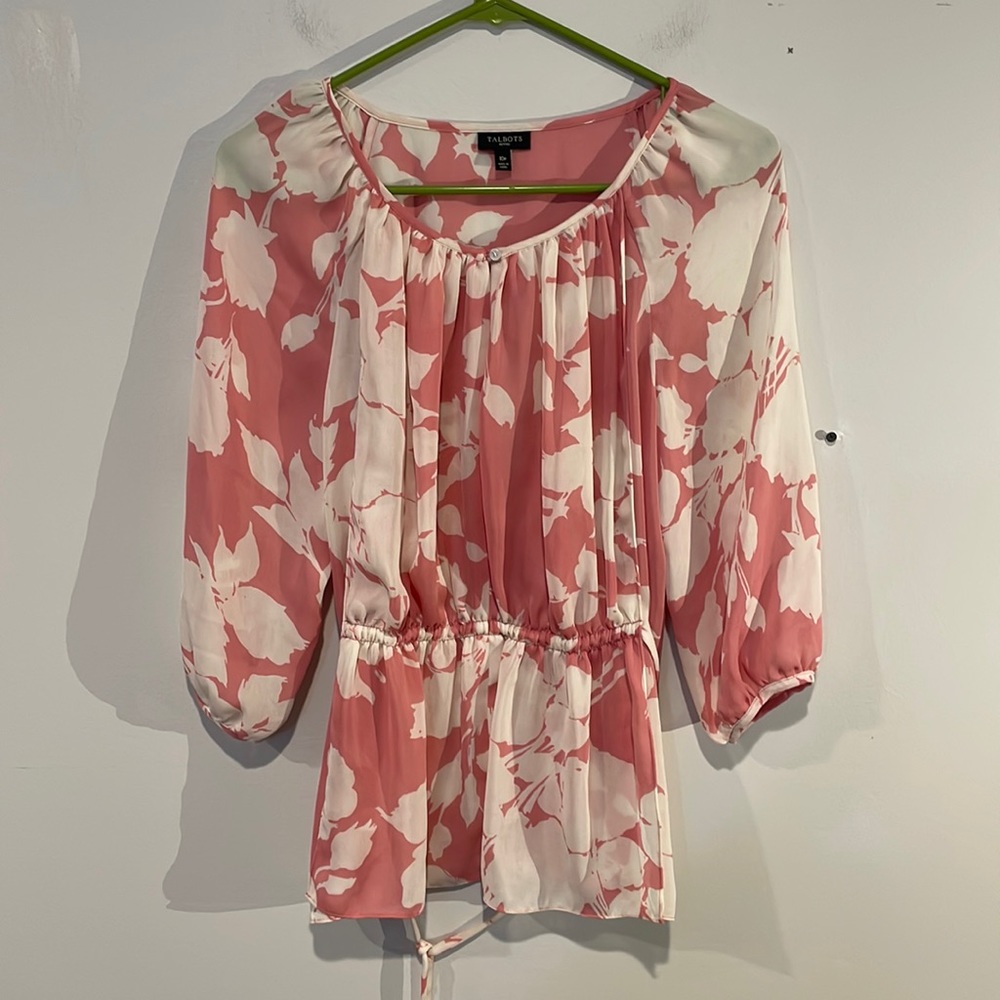 Talbots 3/4 Sleeve Wide Neck Layered Flowy Top in Sz 10P